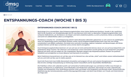 DMSG Coaches Platform Screenshot Relaxation Coach
