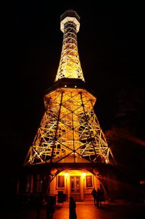 Petřín lookout tower in Prague AT NIGHT